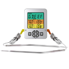 High Dual Temp BBQ Meat Thermometer Multi Probe 304 Stainless Steel LCD