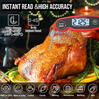 Digital Instant Read Meat Thermometer Waterproof Ultra Fast With Backlight Calibration