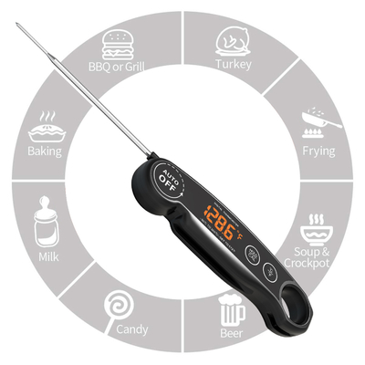 Foldable Digital Thermometer For Cooking Meat USB CE RoHS LED Display